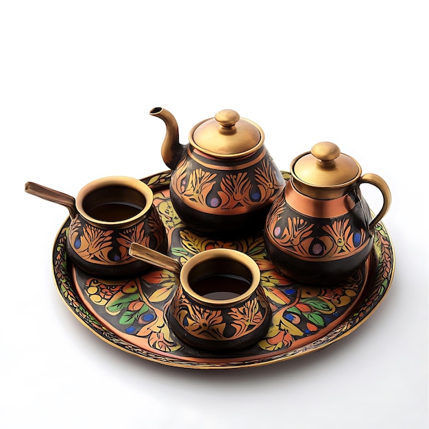 Traditional Turkish Tea Set with Intricate Designs