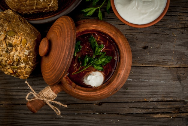 Traditional Ukrainian soup - borscht