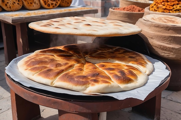 Photo traditional uzbek tandoor flatbread at bazaar in uzbekistan