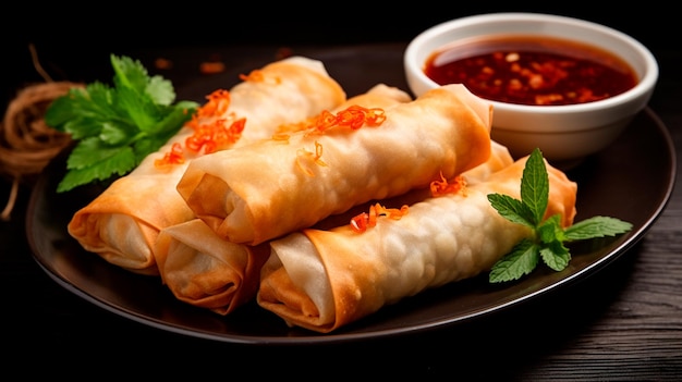 traditional vietnamese spring rolls with meat and vegetables