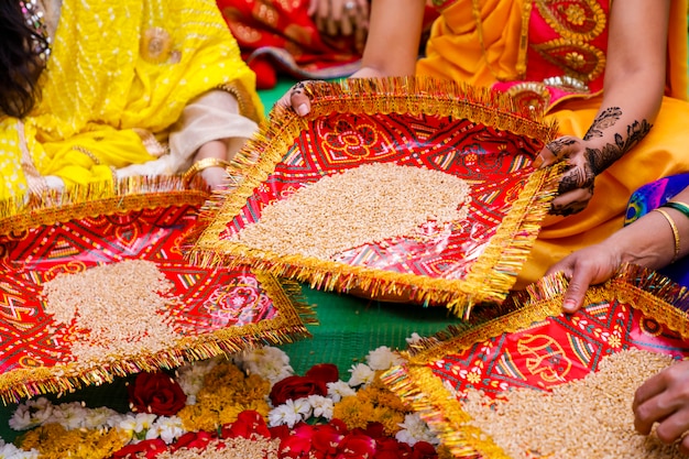 Traditional wedding ceremony in Hinduism : flower Decoration