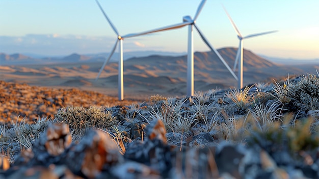 Photo traditional windmill and new wind powered wind technology showing a difference in evolving technolog