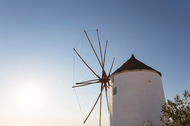 Traditional windmill in Oia on Santorini island Greece