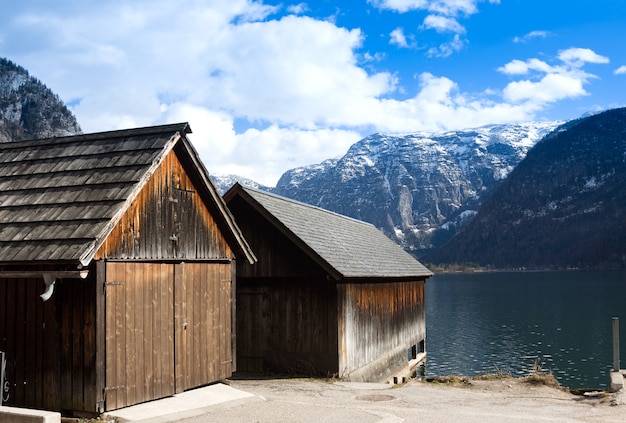 Traditional wooden boathouses