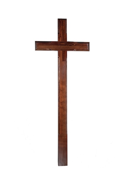 Traditional wooden cross for the grave. Isolated