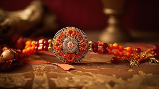 Traditional wristband or rakhi indian festival raksha bandhan concept