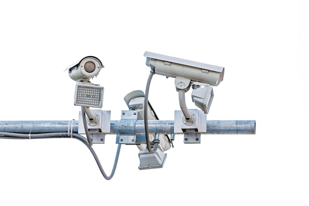 Traffic CCTV camera isolated on white background