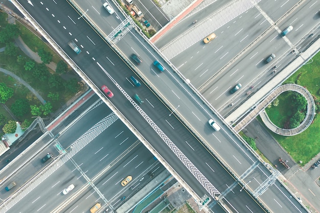 Traffic Circle roundabout Aerial View in Taipei