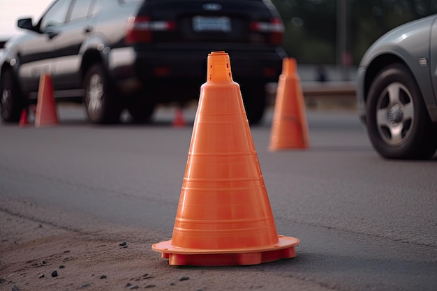 Traffic cone being used as makeshift drink holder