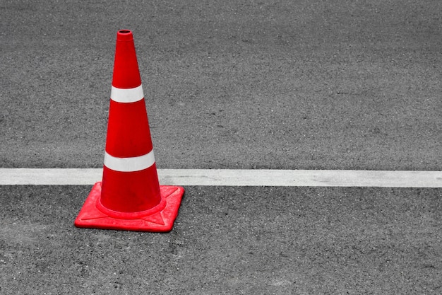 Traffic cone on the road