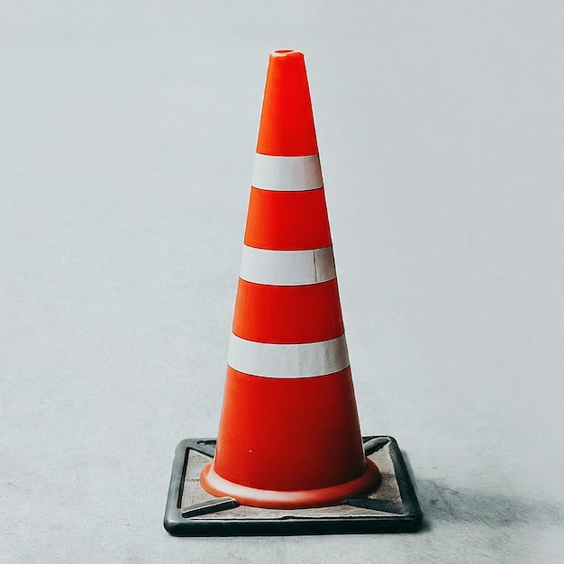 a traffic cone that is orange and white