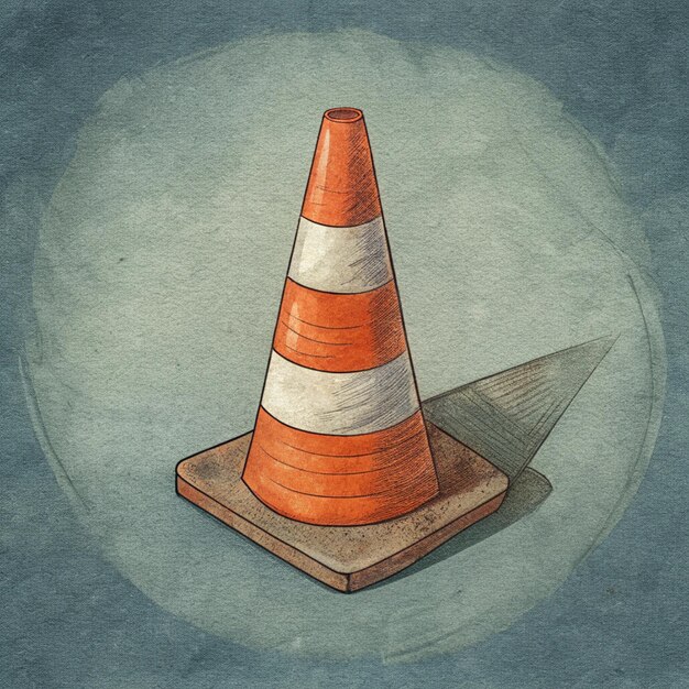 Photo traffic cone used in road vehicular traffic and people crossing ai illustration design