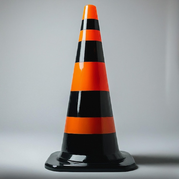 a traffic cone with orange stripes on it