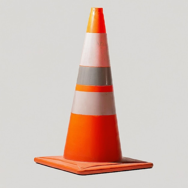 a traffic cone with a white stripe on the top