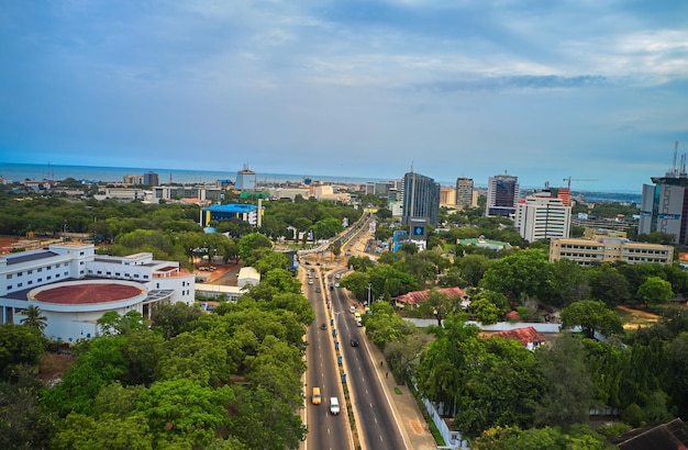 A traffic flow in Accra business area Ghana