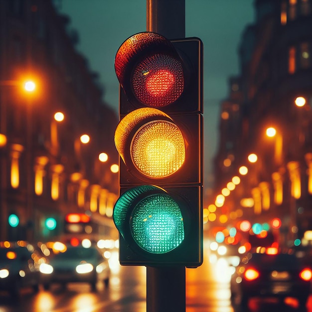 Traffic light sign by a road side