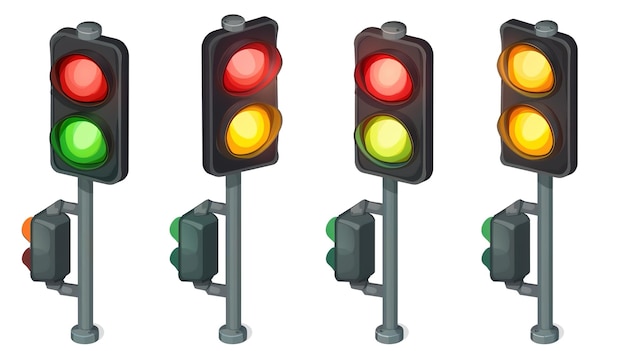 Photo traffic light sign in cartoon style