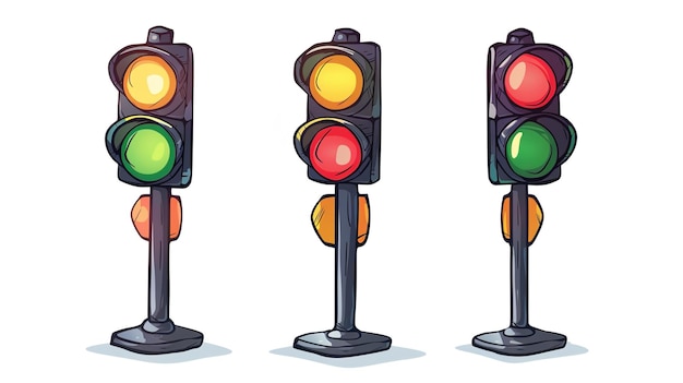 Photo traffic light sign in cartoon style