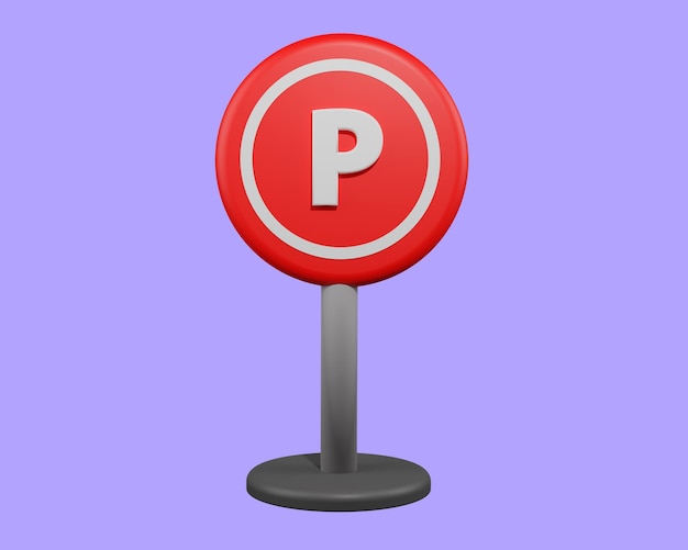 traffic parking sign icon. 3d rendering.