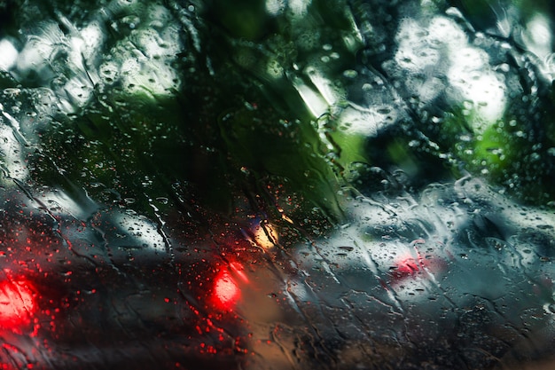 Traffic in rainy day