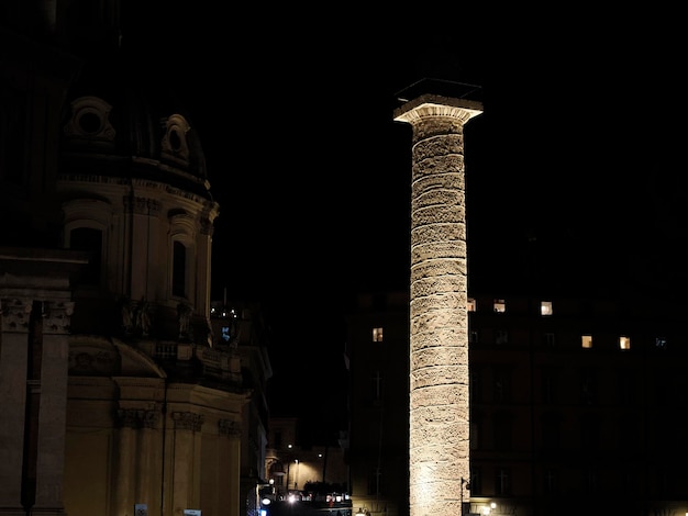 Traian column fori imperiali rome view at night