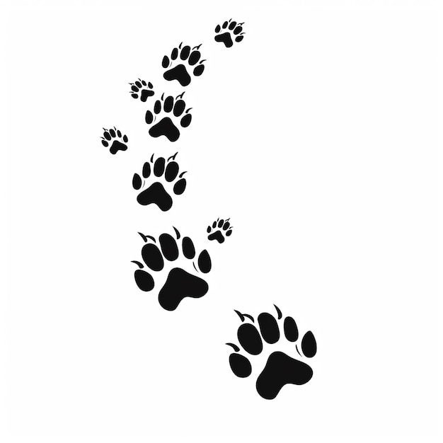 Photo trail of animal paw prints silhouette vector