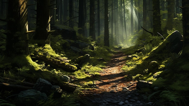 trail in the deep forest