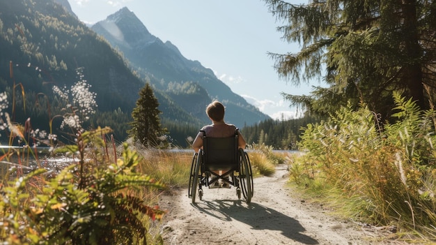 Photo trailblazing adventure on wheelchairfriendly path