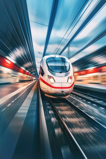 Train arriving at train station