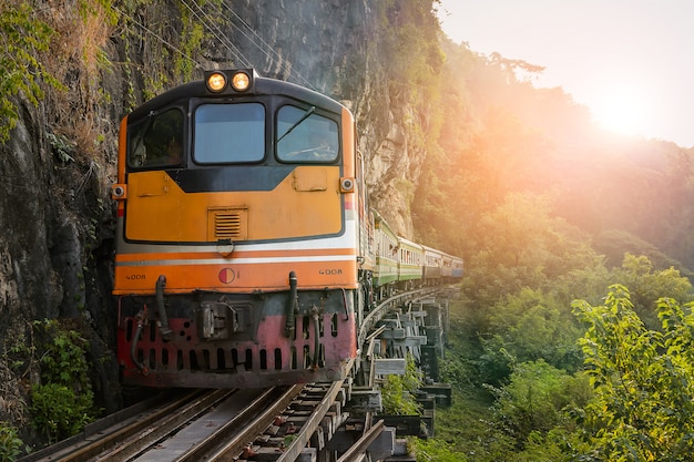 The train on the bridge over the River Kwai.