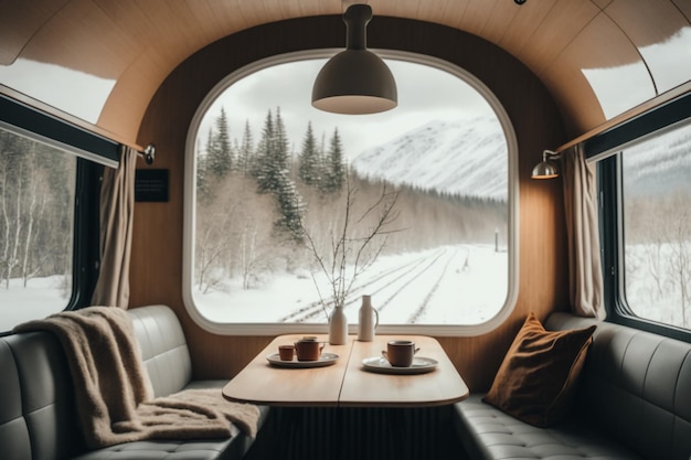 A train car with a window that says'the best way to travel '