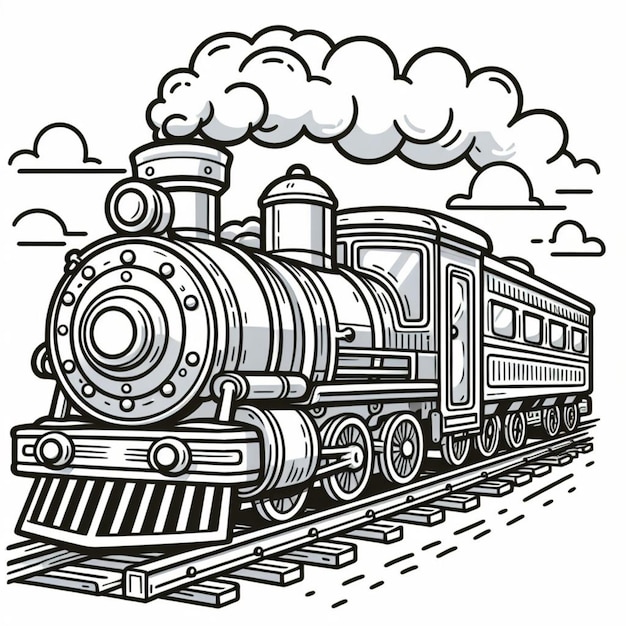 Train coloring page for children ai generated