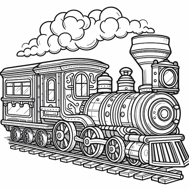 Train coloring page for kids ai generated