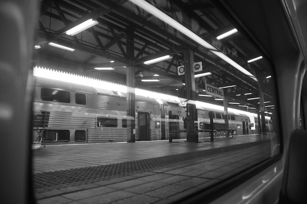 Train departing from Central station in Sydney Australia