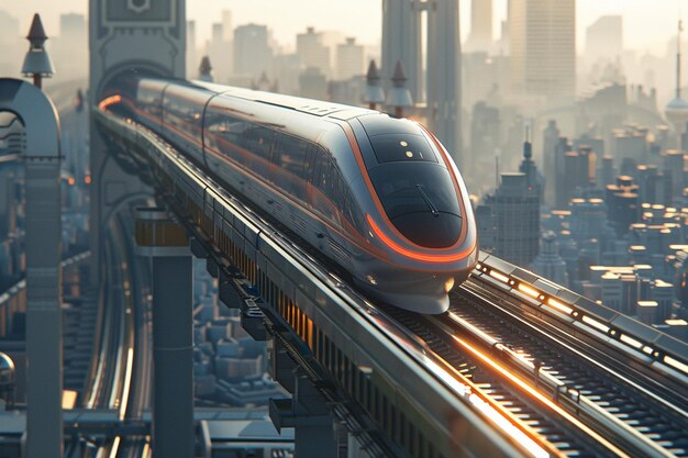 Photo a train is going over a bridge with the word  new york  on the side