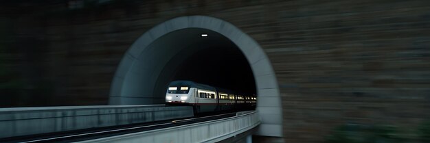 a train is going through a tunnel that has a sign that says quot metro quot on it