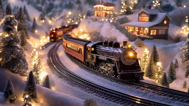 a train is on the tracks in the snow