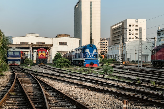 Train in the locomotive station