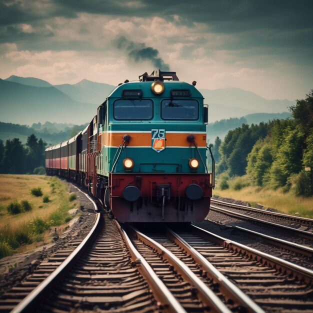 Train on railway at