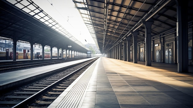 Train Station With a Train on the Tracks