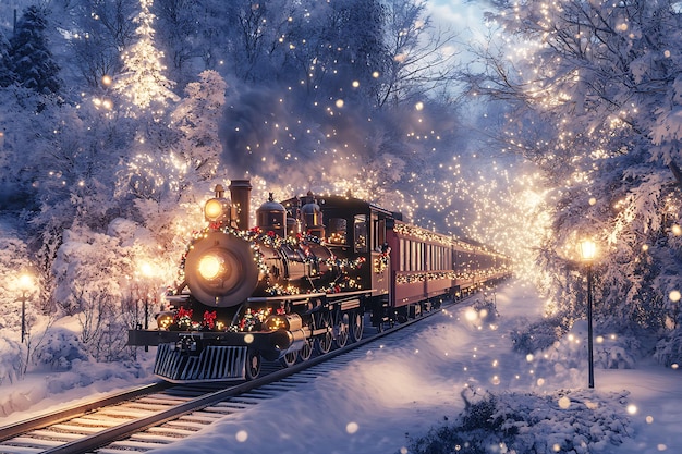 a train that has a christmas decoration on it