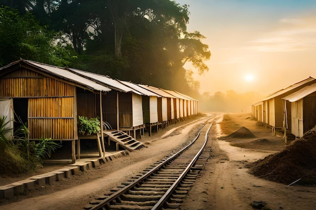 train tracks in the morning