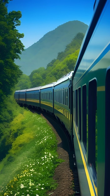 Train travel journey illustration background