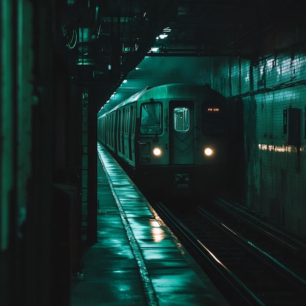 Photo a train in a tunnel