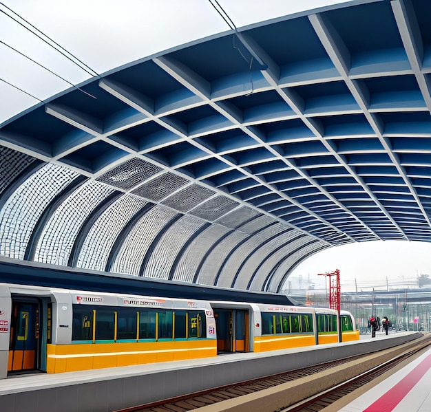 A train with the number 2 on it is at the station.