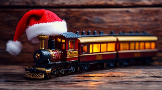 Photo a train with santa hat on the top of it