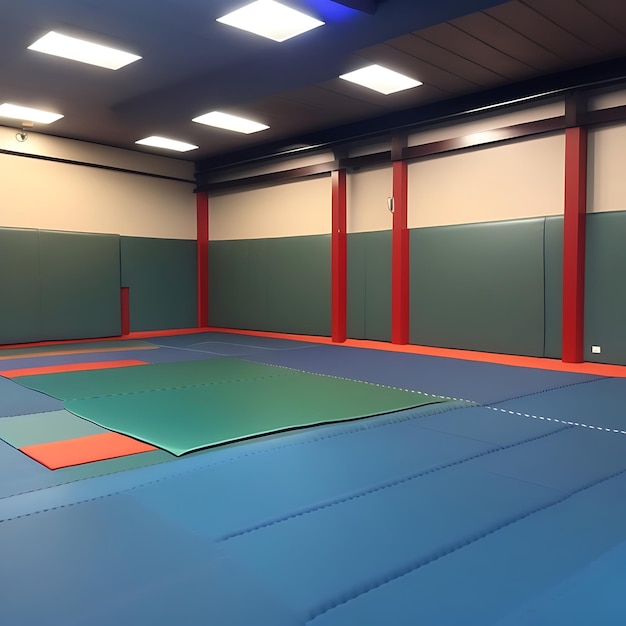 Training mats and martial arts in dojo