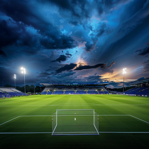 training soccer field in afternoon