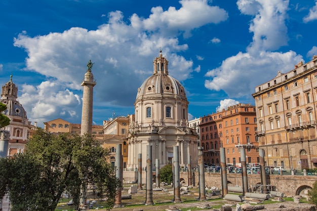 Trajan Forum and Santa Maria di Loreto church in Rome