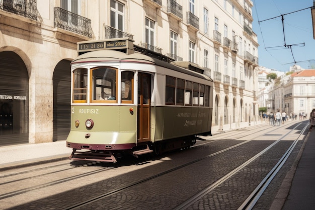 Tram or train at city